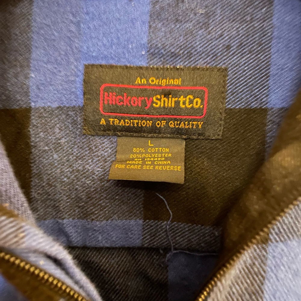 Large Hickory Shirt Co. Blue along Sleeve Buffalo Flannel - Picture 2 of 3